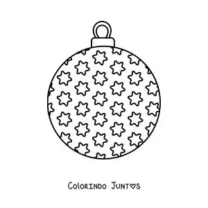 Desenho para colorir de bola de Natal com estrelas