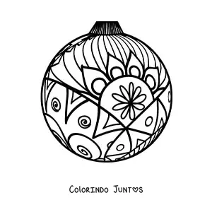 Desenho para colorir de bola de Natal estilo zentangle