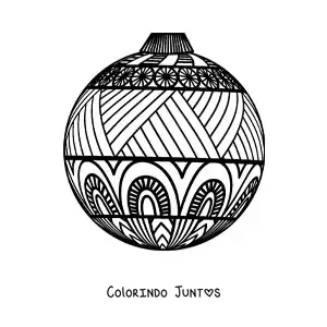 Desenho para colorir de enfeite de Natal estilo zentangle