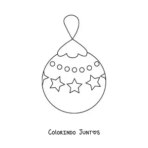 Desenho para colorir de bola de Natal com estrelas
