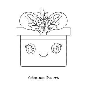 Desenho para colorir de presente de Natal kawaii