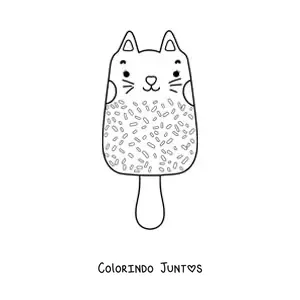 Desenho para colorir de um gato como um picolé kawaii
