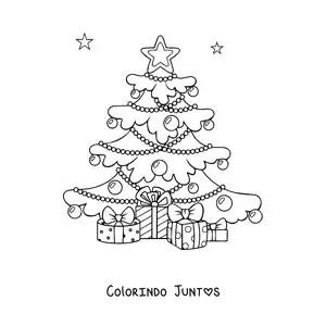 Desenho para colorir de presentes embaixo da árvore de Natal