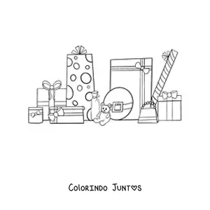 Desenho para colorir de presentes de Natal