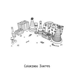 Desenho para colorir de presentes de Ano Novo