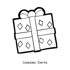 Desenho para colorir de presente de Natal grande com losangos