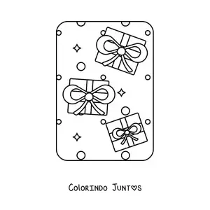 Desenho para colorir de presentes de Natal com laços
