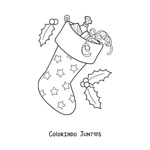 Desenho para colorir de bota natalina com presentes