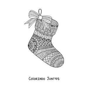 Desenho para colorir de meia de Natal estilo zentangle