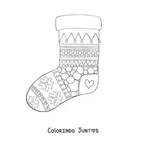 Desenho para colorir de meia de Natal com figuras geométricas