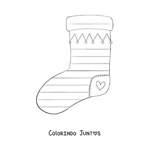 Desenho para colorir de meia de Natal grande com listras