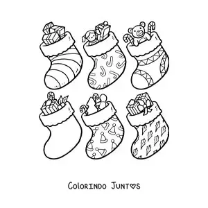 Desenho para colorir de botinhas natalinas com presentes