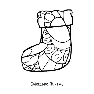 Desenho para colorir de bota natalina mandala