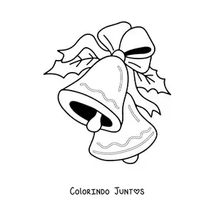 Desenho para colorir de sinos de Natal com laço