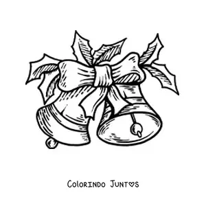 Desenho para colorir de sinos de Natal com laço realistas