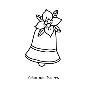 Desenho para colorir de sino de Natal com flor