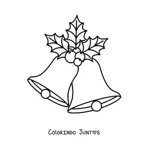 Desenho para colorir de sinos de Natal com visco