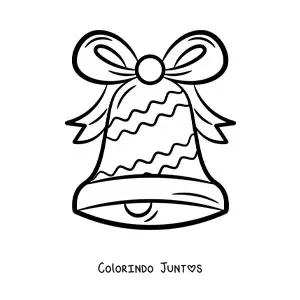 Desenho para colorir de sino de Natal com laço grande