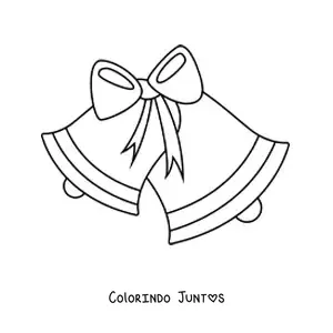 Desenho para colorir de sinos natalinos com laço