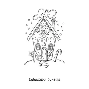 Desenho para colorir de casa de gengibre pequena