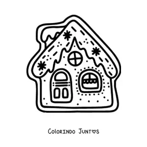 Desenho para colorir de biscoito de casa de gengibre