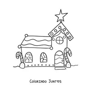 Desenho para colorir de igreja de biscoito de gengibre
