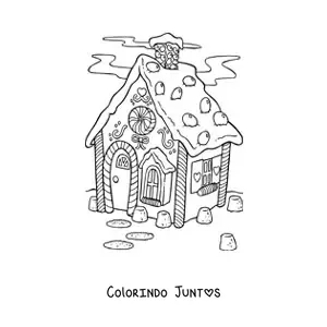 Desenho para colorir de casinha de gengibre realista