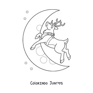 Desenho para colorir de rena natalina voando