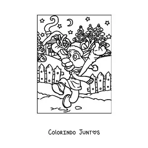 Desenho para colorir de rena natalina animada