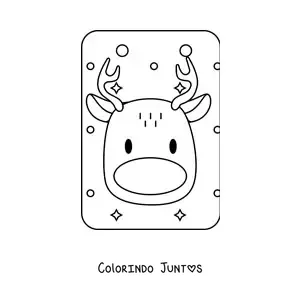 Desenho para colorir de rosto de uma rena natalina