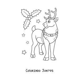 Desenho para colorir de rena do Papai Noel