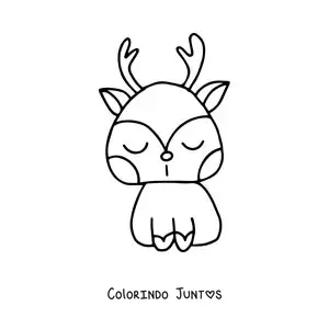 Desenho para colorir de rena kawaii