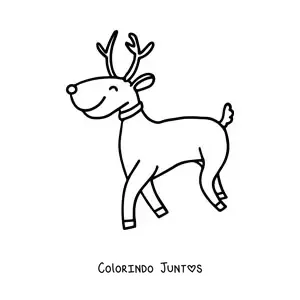 Desenho para colorir de rena caminhando