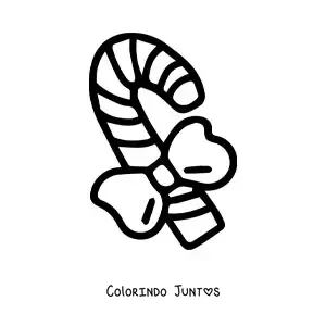 Desenho para colorir de bengala de doce com laço grande