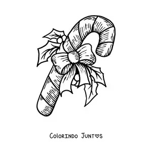 Desenho para colorir de bengala de doce com laço realista