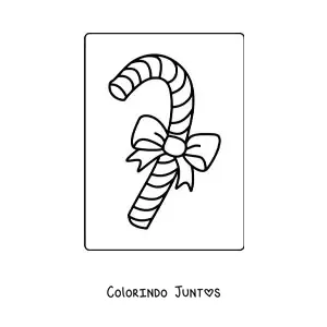 Desenho para colorir de bengala de doce com laço