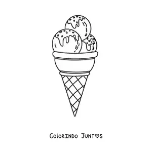 Desenho para colorir de uma casquinha tripla de sorvete