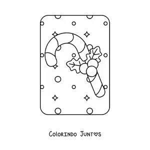 Desenho para colorir de bengala de doce com enfeite