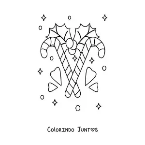Desenho para colorir de bengalas de doce com enfeite de Natal