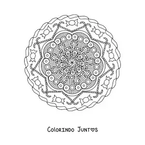 Desenho para colorir de mandala de bengalas de doce