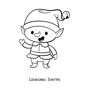 Desenho para colorir de duende de Natal kawaii
