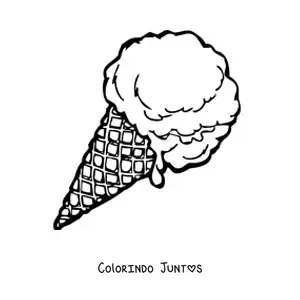 Desenho para colorir de uma casquinha de sorvete de uma bola