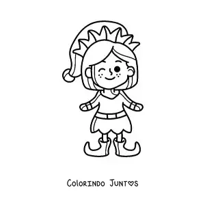 Desenho para colorir de menina ajudante do Papai Noel