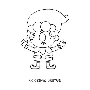 Desenho para colorir de elfo de Natal animado