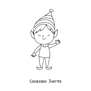 Desenho para colorir de menino elfo de Natal