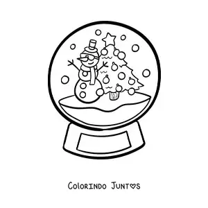 Desenho para colorir de globo de neve simples com boneco de neve