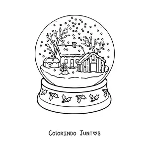 Desenho para colorir de globo de neve bonito com paisagem