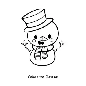 Desenho para colorir de boneco de neve kawaii