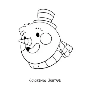Desenho para colorir de rosto de boneco de neve kawaii