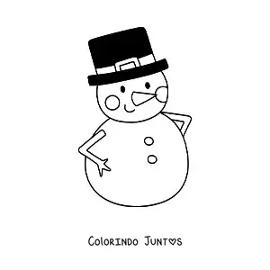 Desenho para colorir de boneco de neve com chapeu